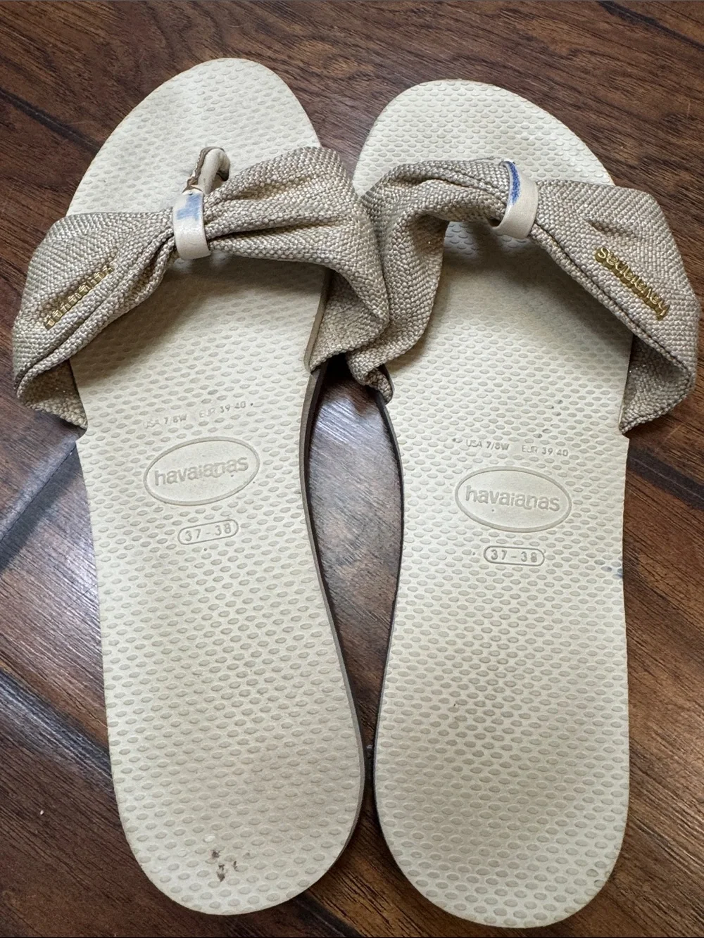 Havaianas You Saint Tropez Bow Slide Sandals Metallic Gold 7/8W 37/38